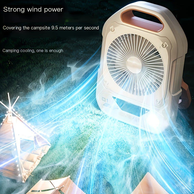 Fan Lighting Charging 3-in-1 Super Wind Portable USB Cooling Super Cool Camping Picnic BBQ Car Indoor Outdoor Fishing Cooler Adjustable