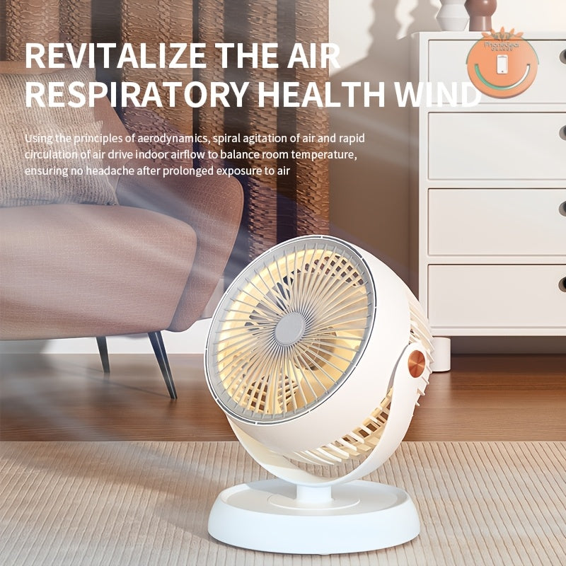 Large Silent Air Circulation Table Fan - Dimensions: 9.84in X 8.07in | Includes a Warm Light Turbo Tabletop Circulation Fan That Quickly Circulates Indoor Air, Offering Multi-speed Adjustable High-velocity Airflow. Features a Grooved Back for Wall