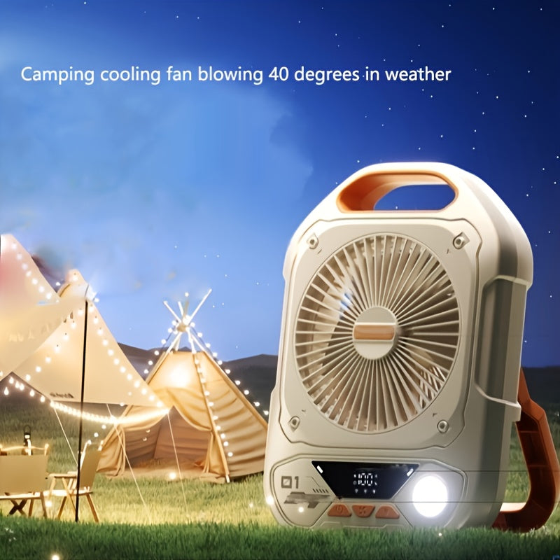 Fan Lighting Charging 3-in-1 Super Wind Portable USB Cooling Super Cool Camping Picnic BBQ Car Indoor Outdoor Fishing Cooler Adjustable
