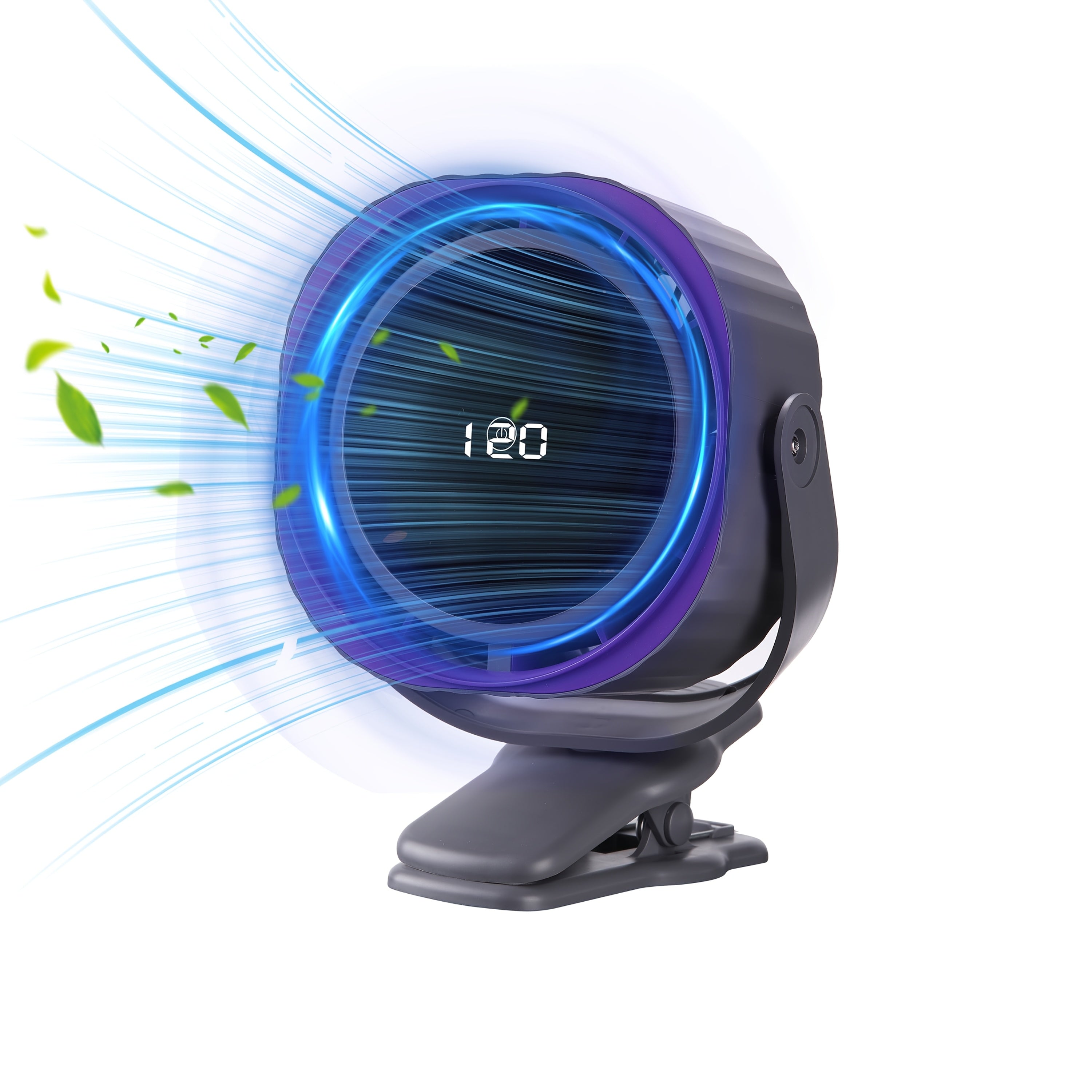 Desk fan, Digital display, rechargeable USB fan, 105° tilt, 120 speed settings, long-lasting power, portable fan, suitable for offices, bedrooms, kitchens and small travel camping places.