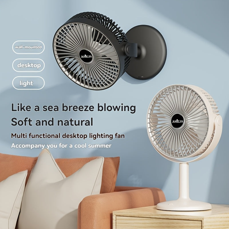 Portable Desktop Fan with USB Charging, Silent Operation, Wall-Mountable, Featuring 5-Speed Settings for Powerful Airflow, And Designed with a Phone Holder, Suitable for Use on Desks, Outdoor Trips, Camping Tents, As Well As in Living Rooms