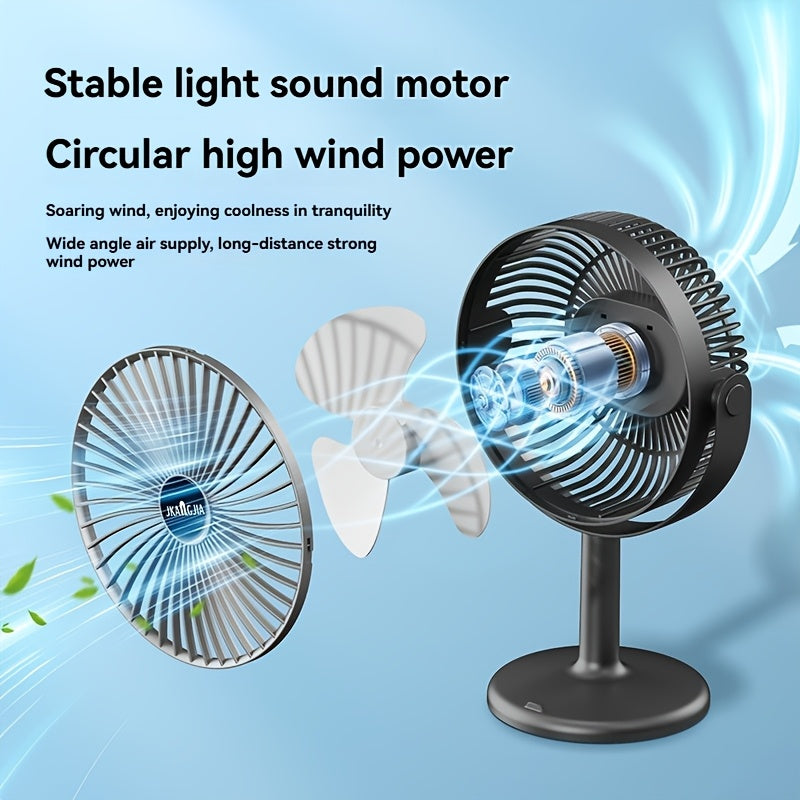 Portable Desktop Fan with USB Charging, Silent Operation, Wall-Mountable, Featuring 5-Speed Settings for Powerful Airflow, And Designed with a Phone Holder, Suitable for Use on Desks, Outdoor Trips, Camping Tents, As Well As in Living Rooms