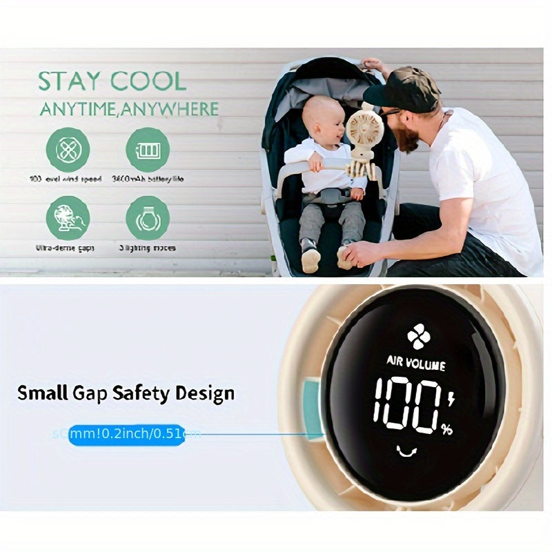 Octopus Desktop Fan Portable with 100-Speed Wind and Colorful Night Light, Stocking Stuffers, Camping Gear and Equipment