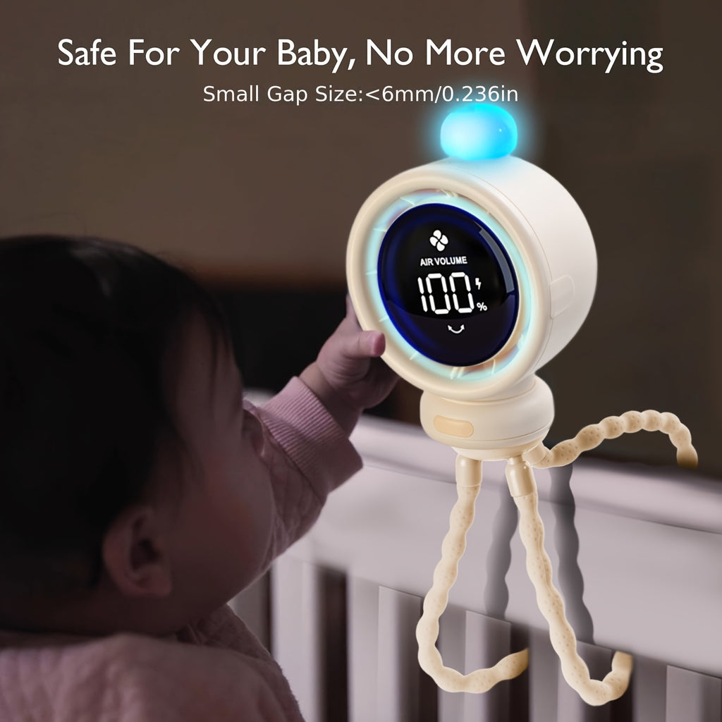 Octopus Desktop Fan Portable with 100-Speed Wind and Colorful Night Light, Stocking Stuffers, Camping Gear and Equipment