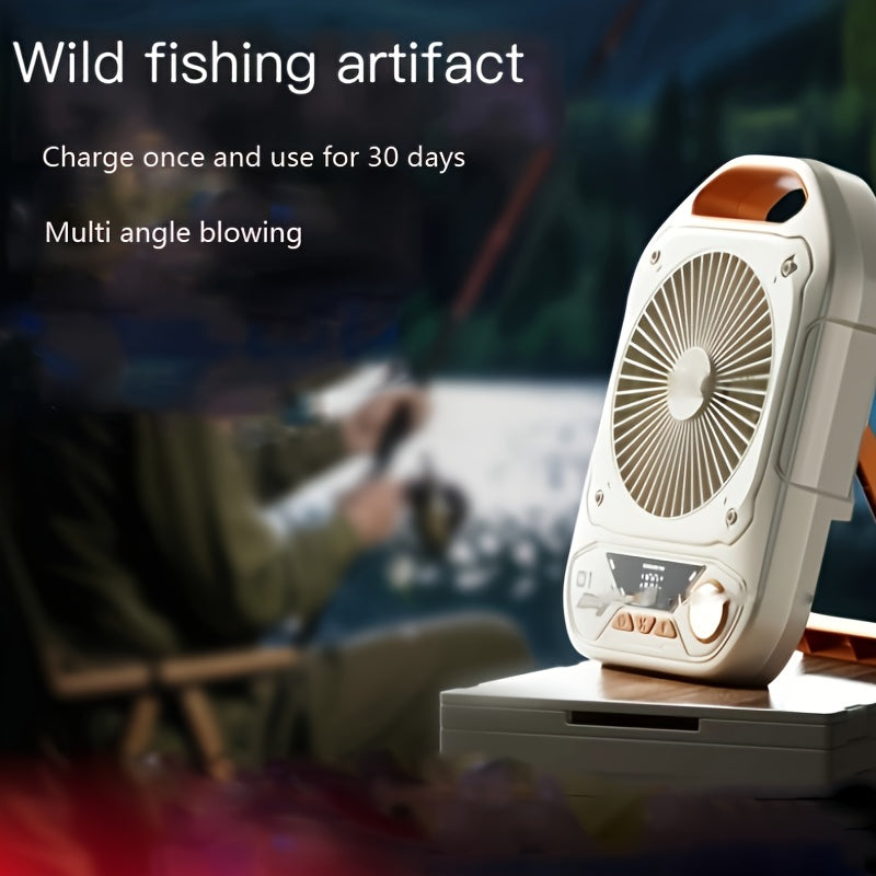 Fan Lighting Charging 3-in-1 Super Wind Portable USB Cooling Super Cool Camping Picnic BBQ Car Indoor Outdoor Fishing Cooler Adjustable