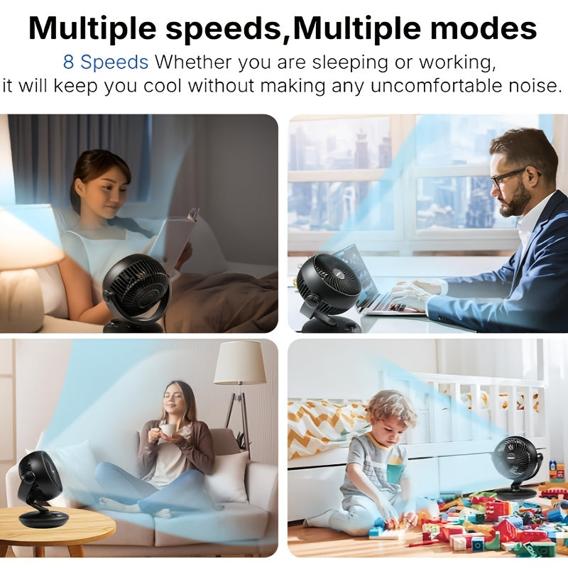 Ultra Quiet Desk Fan Ultra Quiet 25dB Desk Fan for Bedroom with Remote | High Velocity Cooling for Office, 3 Modes, 8 Speeds, 9H Timer, Automatic Oscillation