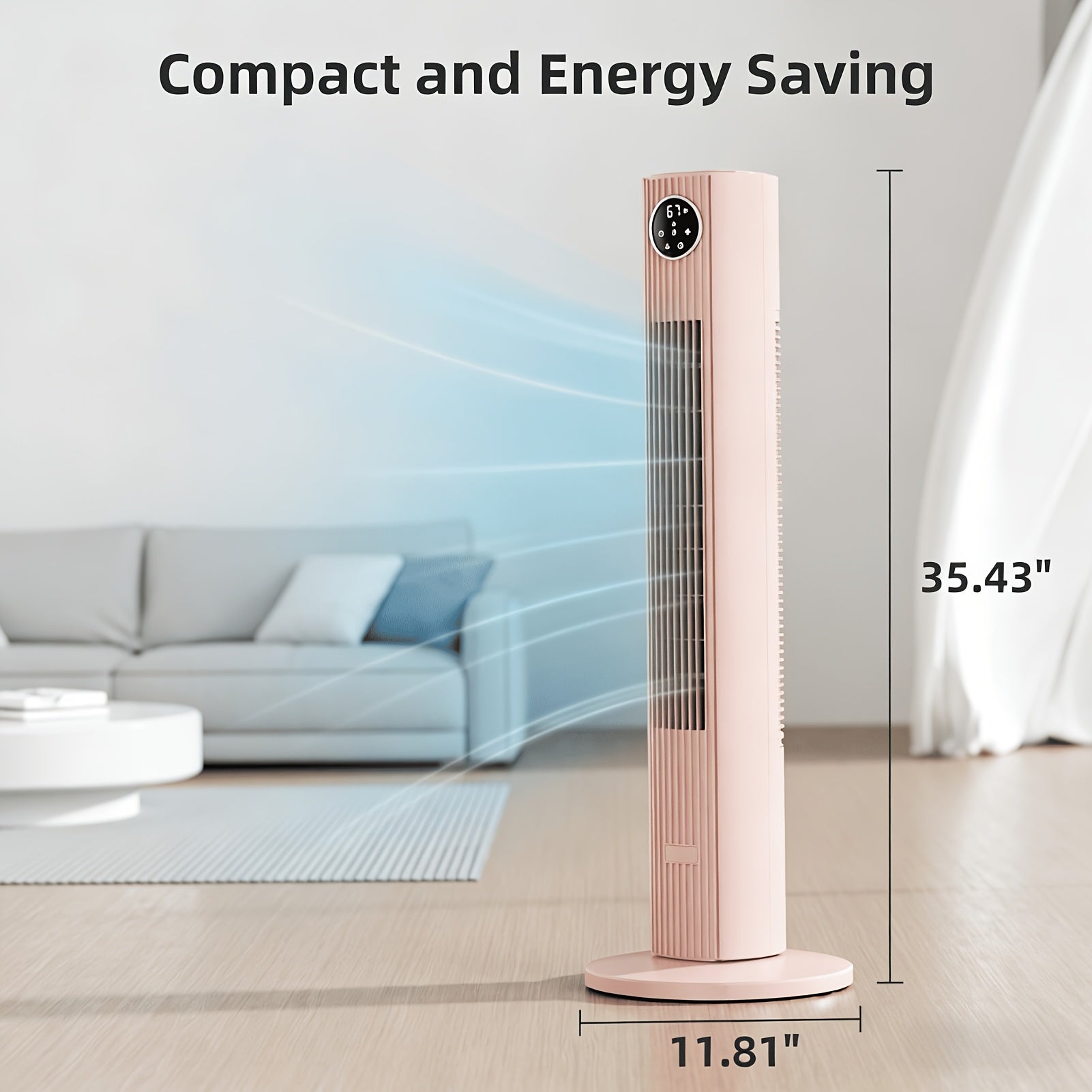 35-inch Tower Fan Portable Electric 85° Oscillating Fan Quiet Cooling Standing Bladeless Floor Fans 3 Speeds Wind Modes 12h Timer Bedroom Office, Black with White