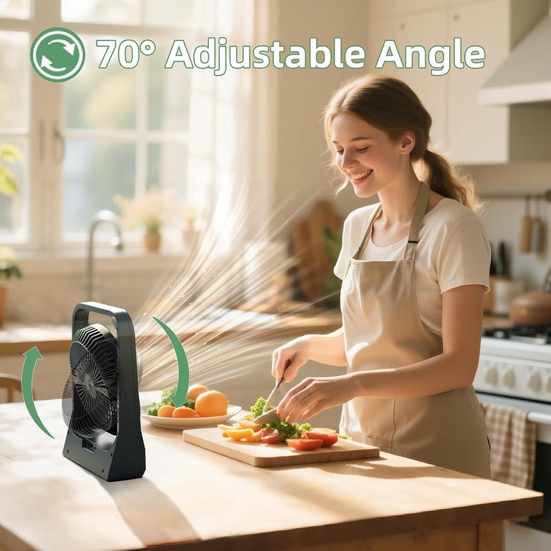 8 - inch USB Portable Fan - 20800mAh Rechargeable Battery Operated Fan 80Hrs work time - Personal Desk Fans - Battery Powered Fans use for Bedroom, Desktop, Table, Office, Camping, and Outdoor