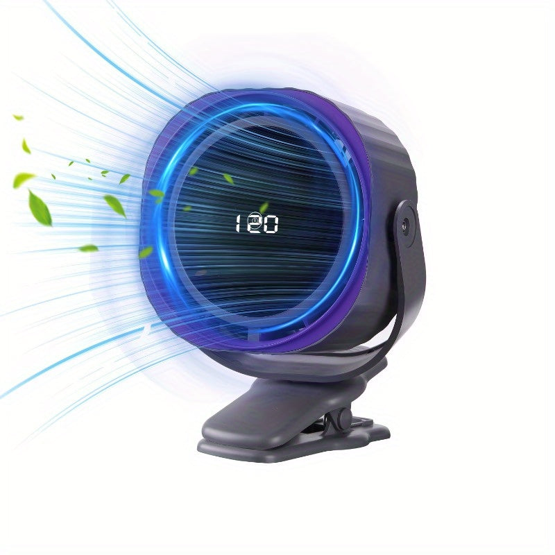 Desk fan, Digital display, rechargeable USB fan, 105° tilt, 120 speed settings, long-lasting power, portable fan, suitable for offices, bedrooms, kitchens and small travel camping places.