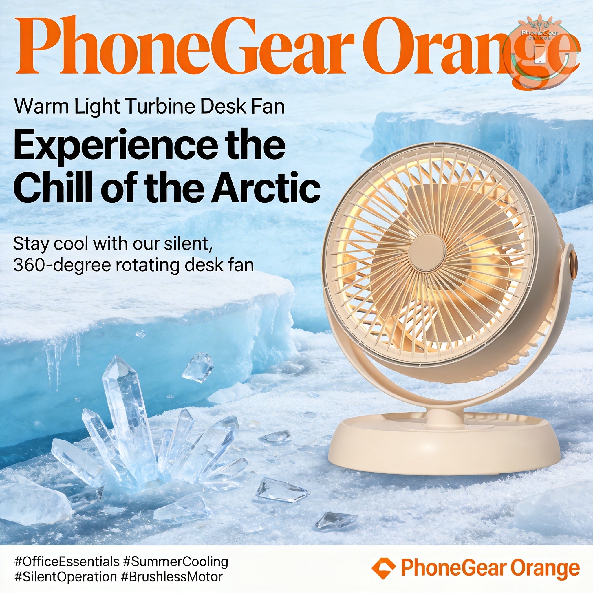 Large Silent Air Circulation Table Fan - Dimensions: 9.84in X 8.07in | Includes a Warm Light Turbo Tabletop Circulation Fan That Quickly Circulates Indoor Air, Offering Multi-speed Adjustable High-velocity Airflow. Features a Grooved Back for Wall