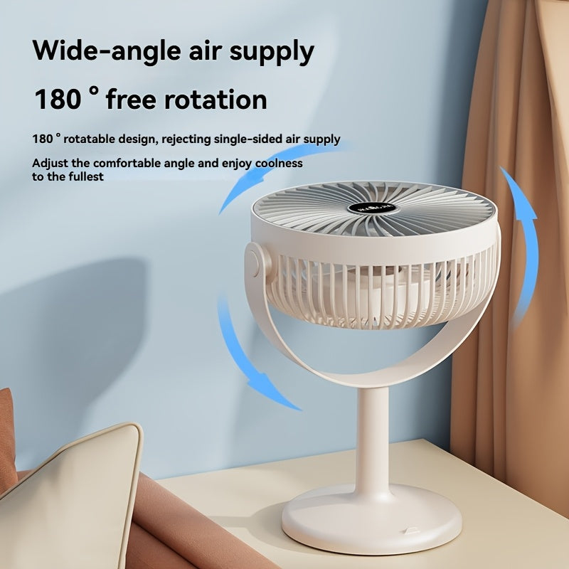 Portable Desktop Fan with USB Charging, Silent Operation, Wall-Mountable, Featuring 5-Speed Settings for Powerful Airflow, And Designed with a Phone Holder, Suitable for Use on Desks, Outdoor Trips, Camping Tents, As Well As in Living Rooms