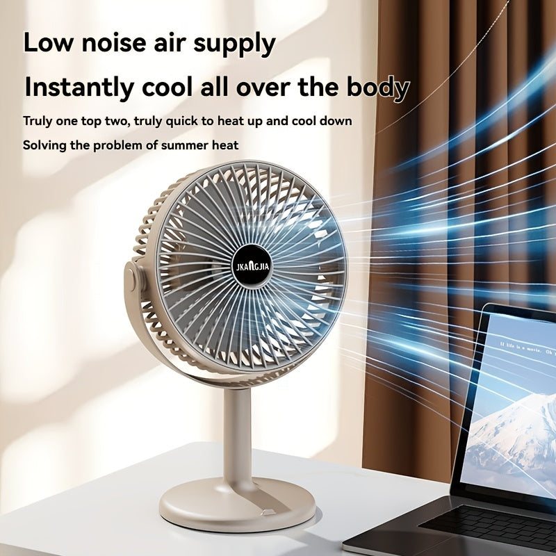 Portable Desktop Fan with USB Charging, Silent Operation, Wall-Mountable, Featuring 5-Speed Settings for Powerful Airflow, And Designed with a Phone Holder, Suitable for Use on Desks, Outdoor Trips, Camping Tents, As Well As in Living Rooms
