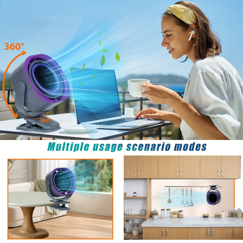 Desk fan, Digital display, rechargeable USB fan, 105° tilt, 120 speed settings, long-lasting power, portable fan, suitable for offices, bedrooms, kitchens and small travel camping places.