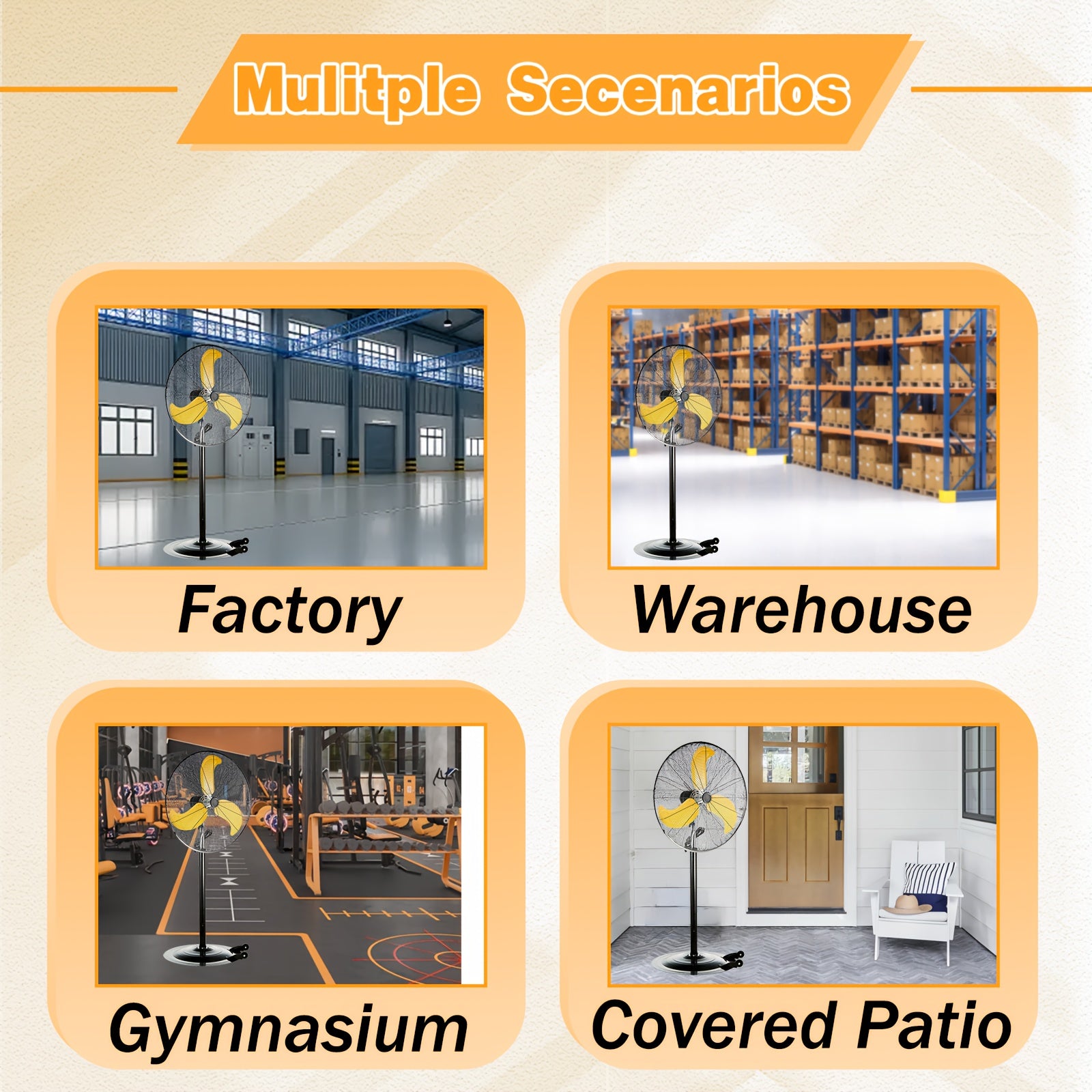 Industrial Pedestal Fan Oscillating Standing Fan 30-Inch with Height Adjustment, Heavy-Duty Motor, Wide-Angle Oscillation & 3-Speed - Suitable for Workshop, Garage, Shop, - Floor Fan with Sturdy & Thermal