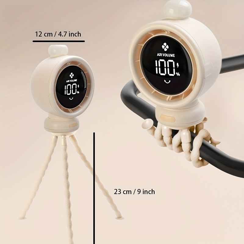 Octopus Desktop Fan Portable with 100-Speed Wind and Colorful Night Light, Stocking Stuffers, Camping Gear and Equipment