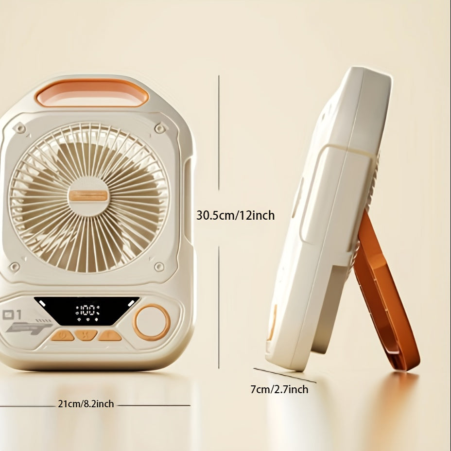 Fan Lighting Charging 3-in-1 Super Wind Portable USB Cooling Super Cool Camping Picnic BBQ Car Indoor Outdoor Fishing Cooler Adjustable