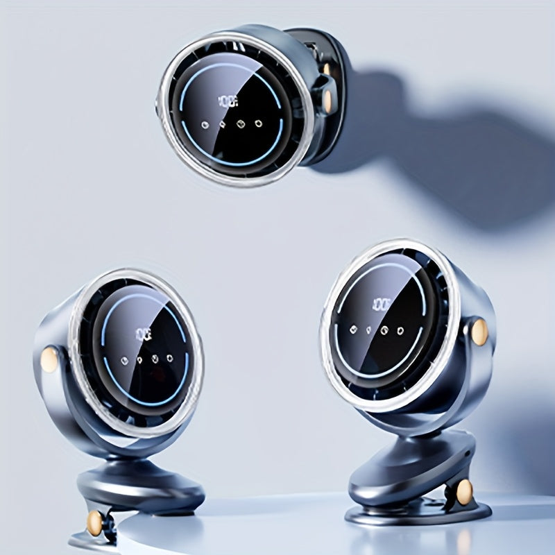 1pc Two-in-one Clip-on Fan, 5-speed Adjustable Fan, 3-speed Adjustable Ambient Light, With Automatic Rotation Function, 3-speed Intelligent Timing Function, Desktop Fan, Bedroom Night Light Fan, Touch Switch Design For Convenient Operation