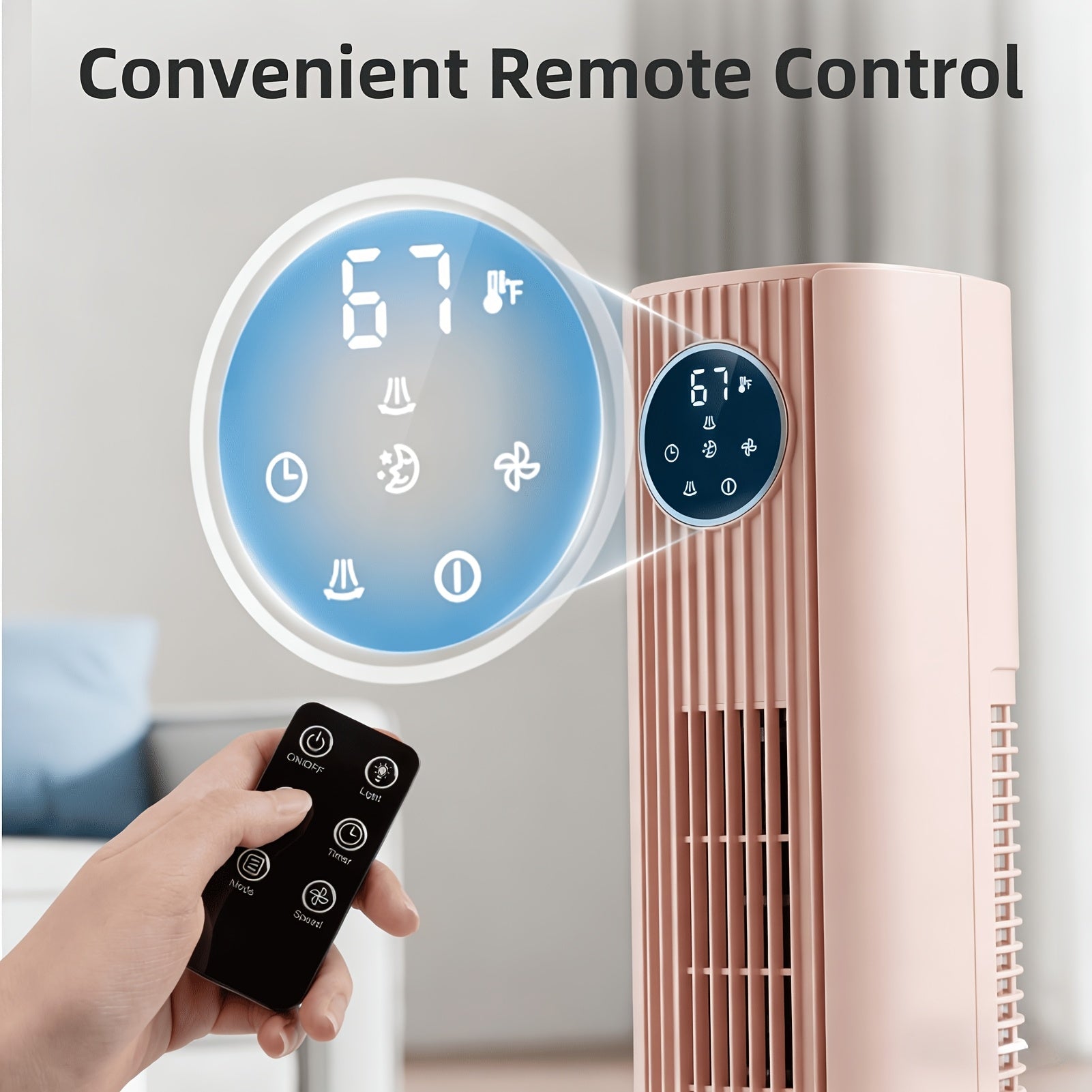 35-inch Tower Fan Portable Electric 85° Oscillating Fan Quiet Cooling Standing Bladeless Floor Fans 3 Speeds Wind Modes 12h Timer Bedroom Office, Black with White